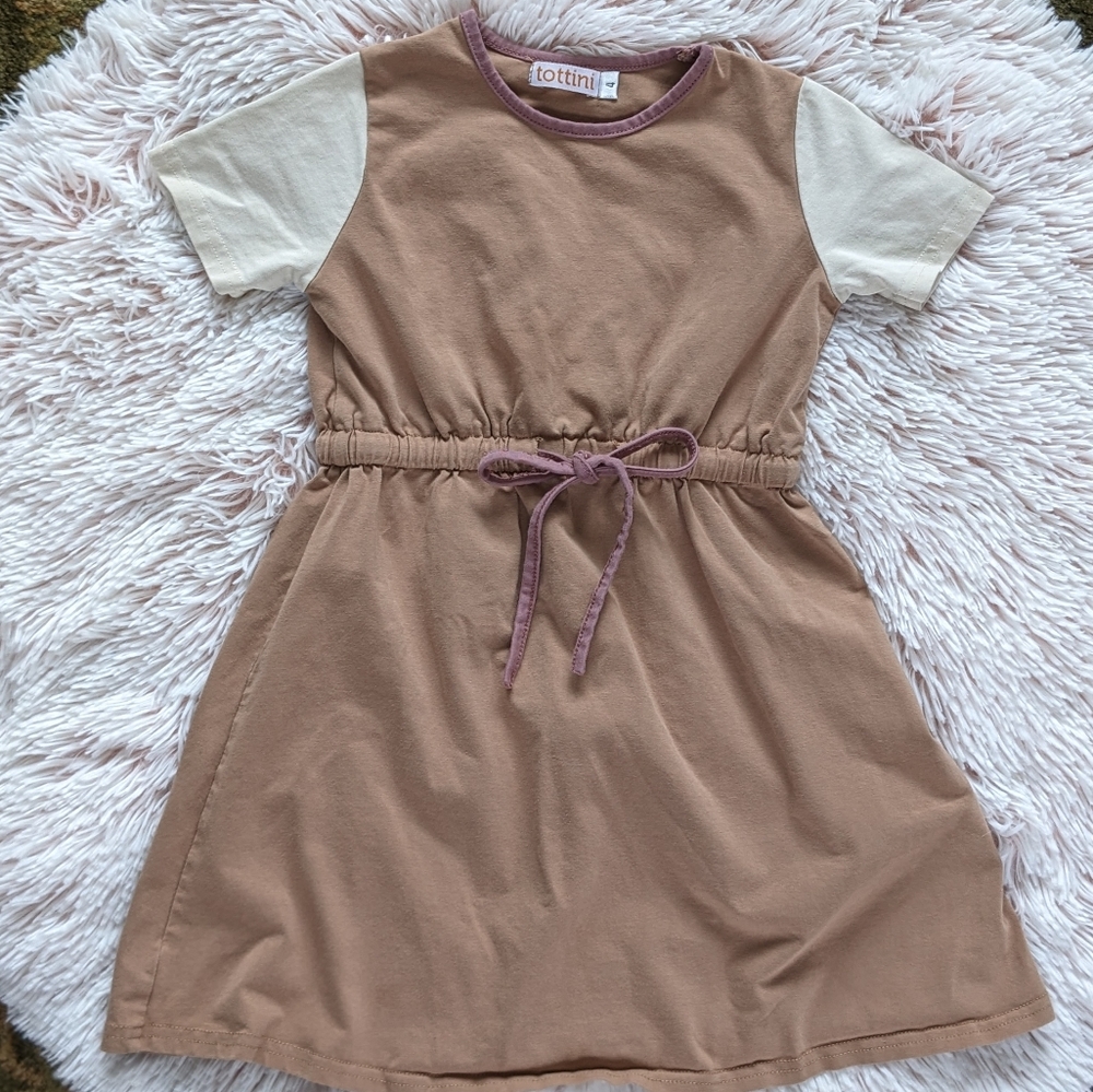 Tottini Color Block Cinched Waistband Short-sleeved Dress Girls' 4
